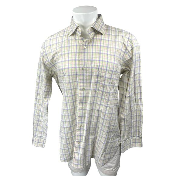 Paul Stuart Men's White Multicolor Plaid Long Sleeve Button Down Pocket Shirt XL - Picture 1 of 3